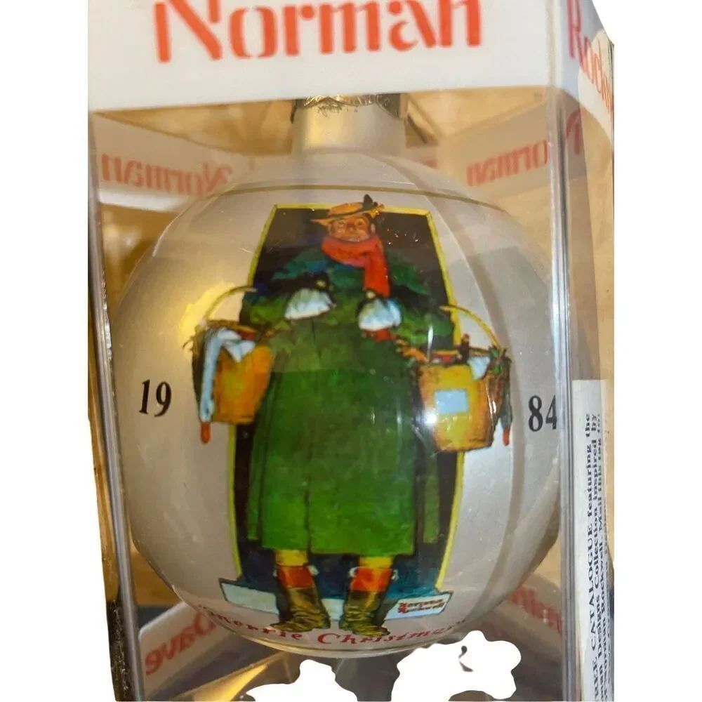 Vintage hallmark Norman Rockwell, 1984 Christmas glass ornament inbox